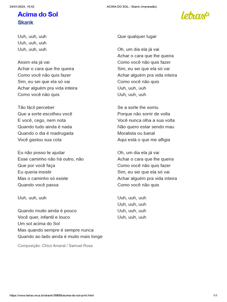 Letra da música 