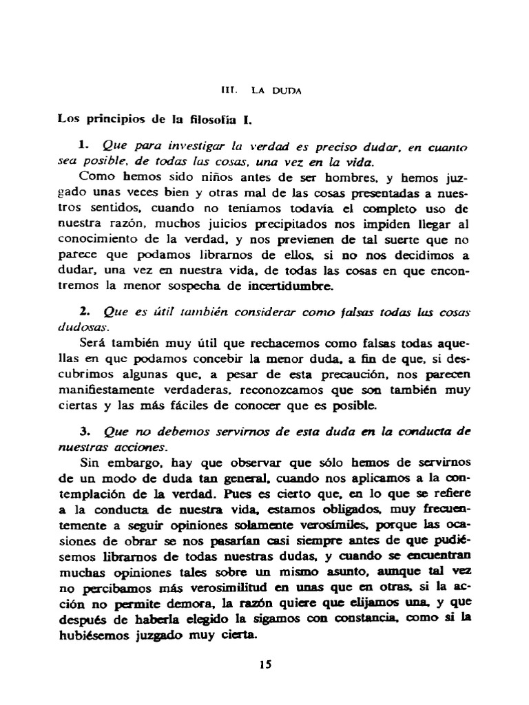 La Duda en Descartes | PDF | Verdad | René Descartes
