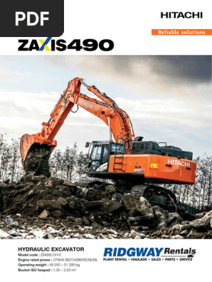 Hitachi ZX490LCH-6 Excavator Overview | PDF | Engines | Piston