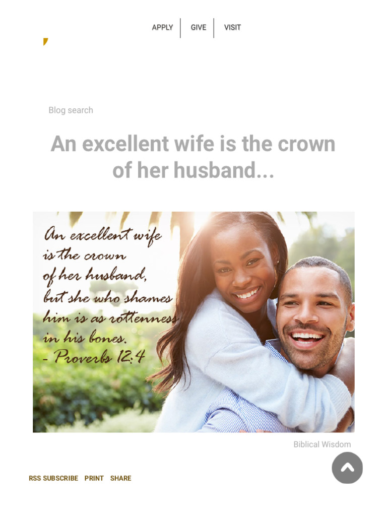 An excellent wife is the crown of her husband geneva colleg pdf