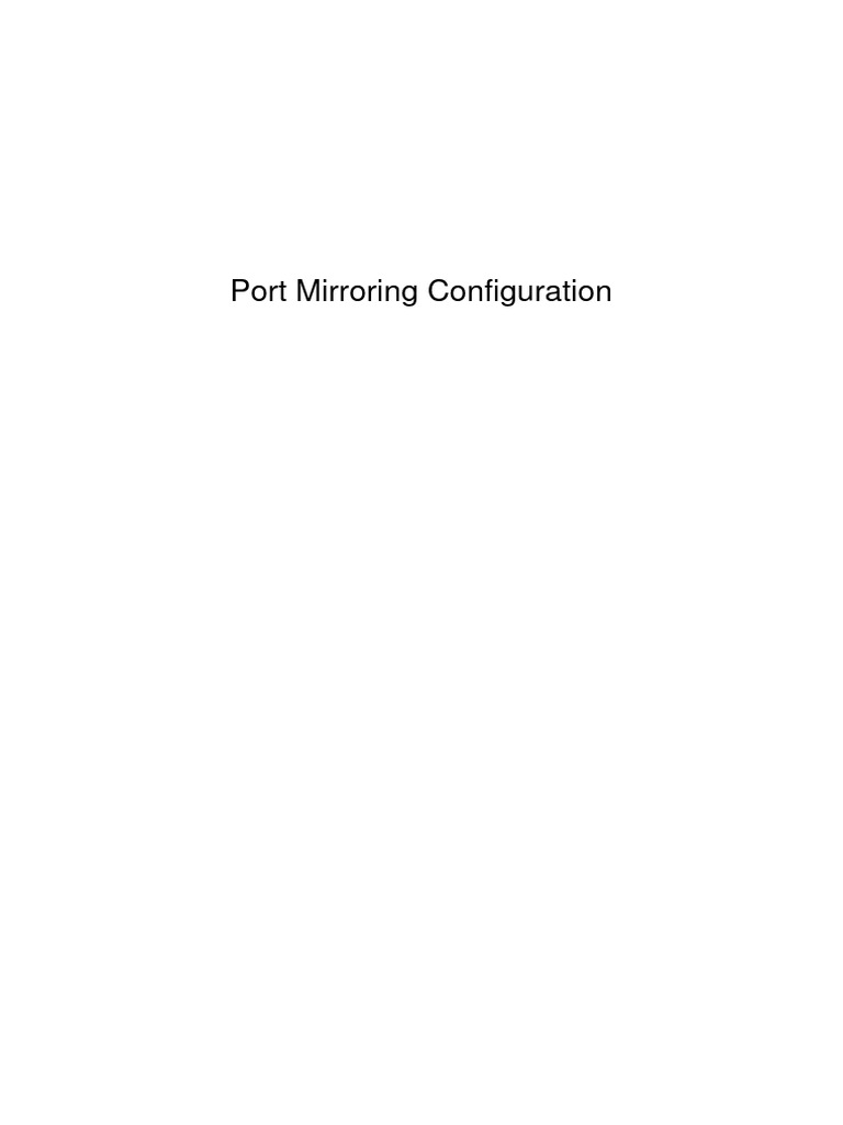 Port Mirroring Configuration Guide | PDF