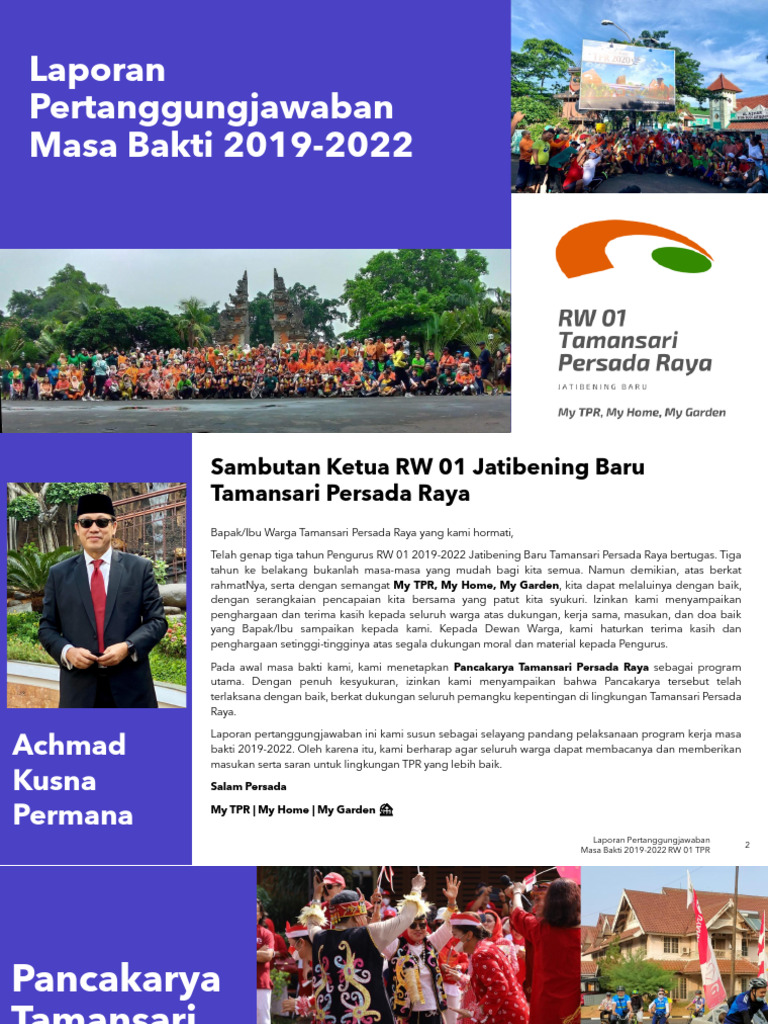 Laporan Pertanggungjawaban RW 01 TPR 2019-2022 | PDF