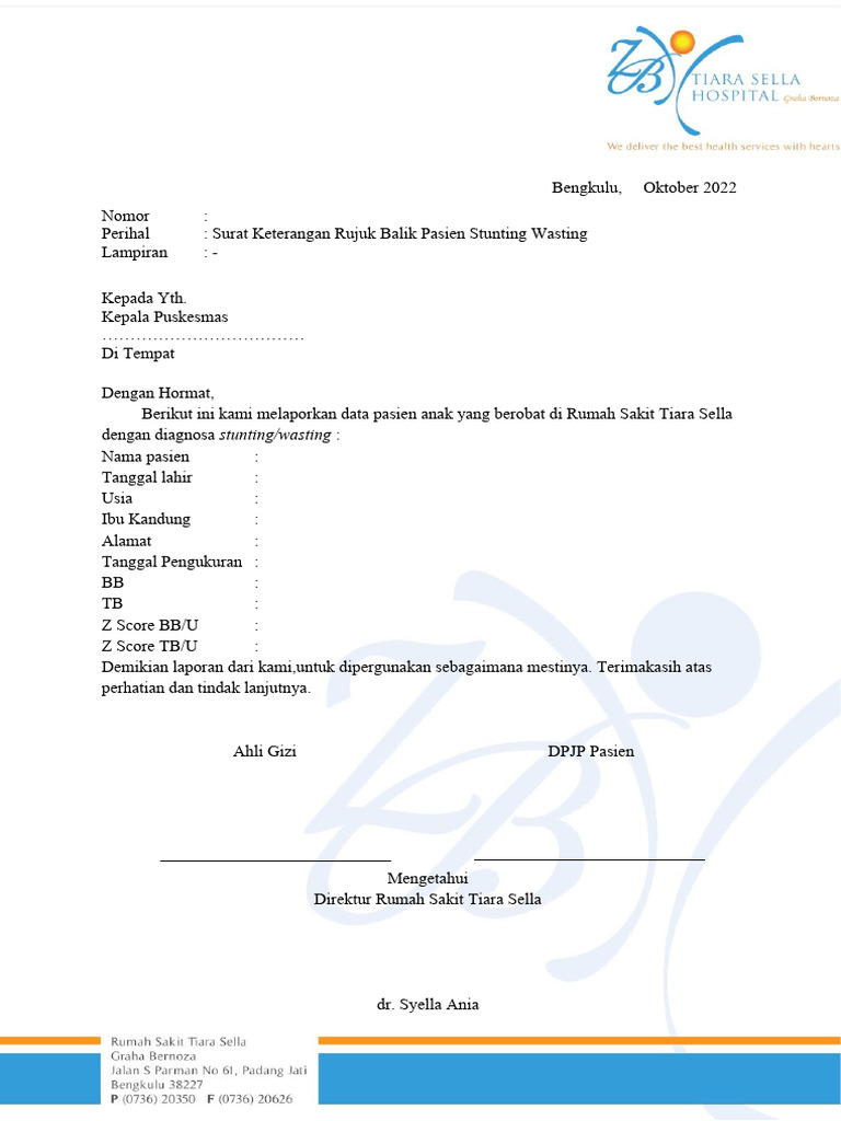 Surat Rujuk Balik Pasien Stunting | PDF