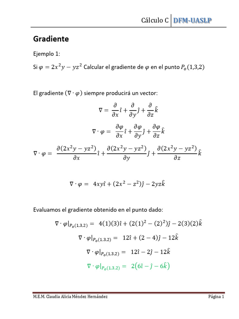 Cálculo del Gradiente y Normales Unitarias | PDF | Degradado | Álgebra ...