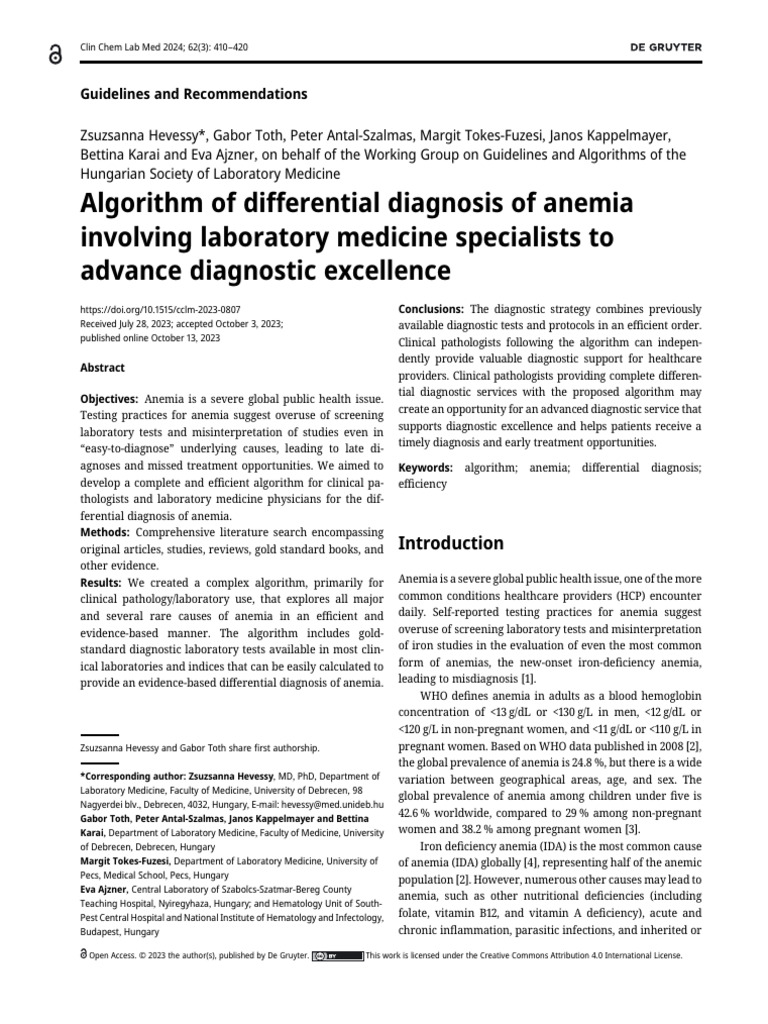 Anemia Differential Diagnosis Algorithm | PDF | Anemia | Blood
