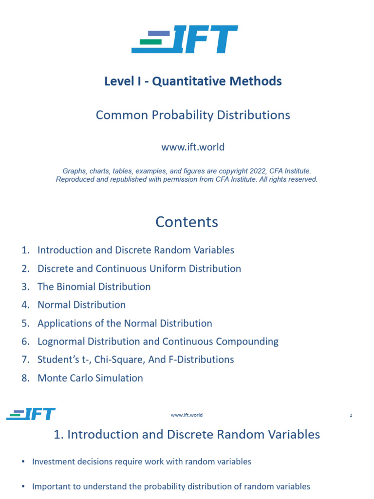 LM04 Common Probability Distributions | PDF | Probability Distribution ...