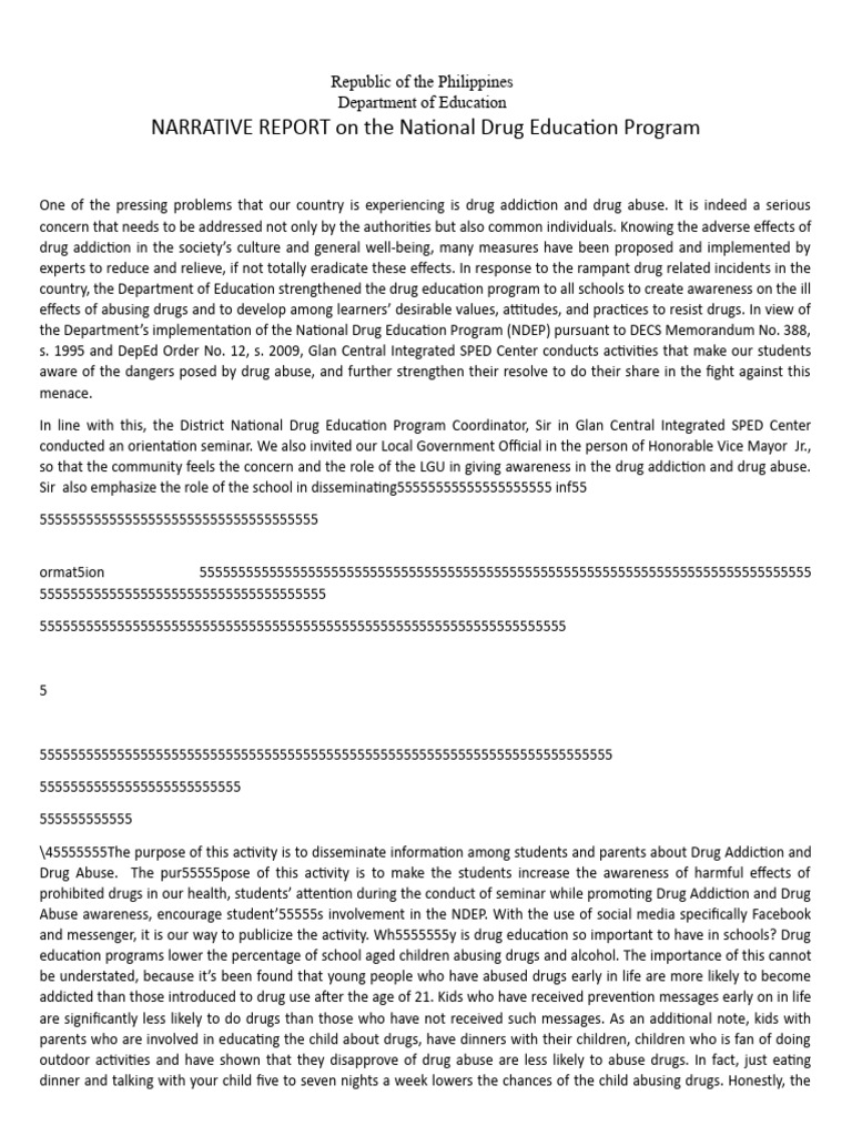 National Drug Education Program Report | PDF | Substance Abuse | Child ...