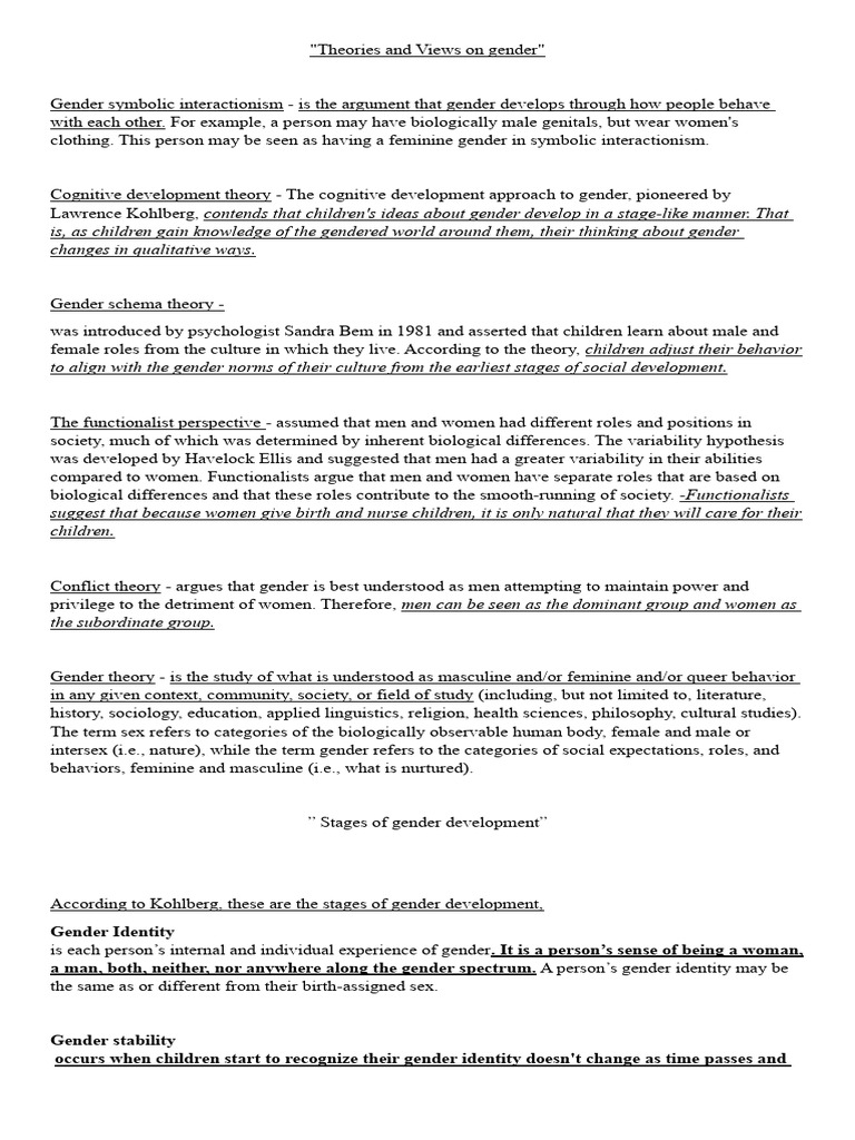 Theories of Gender Development Explained | PDF | Gender | Gender Studies