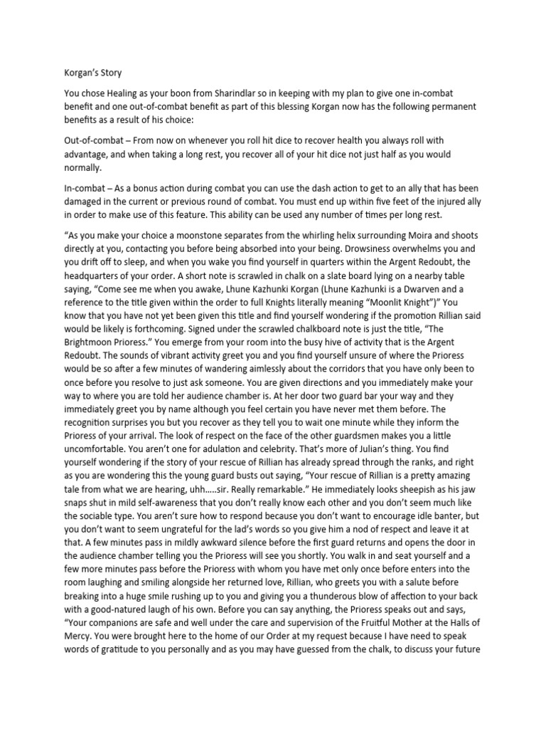 Korgan's Story D&D | PDF