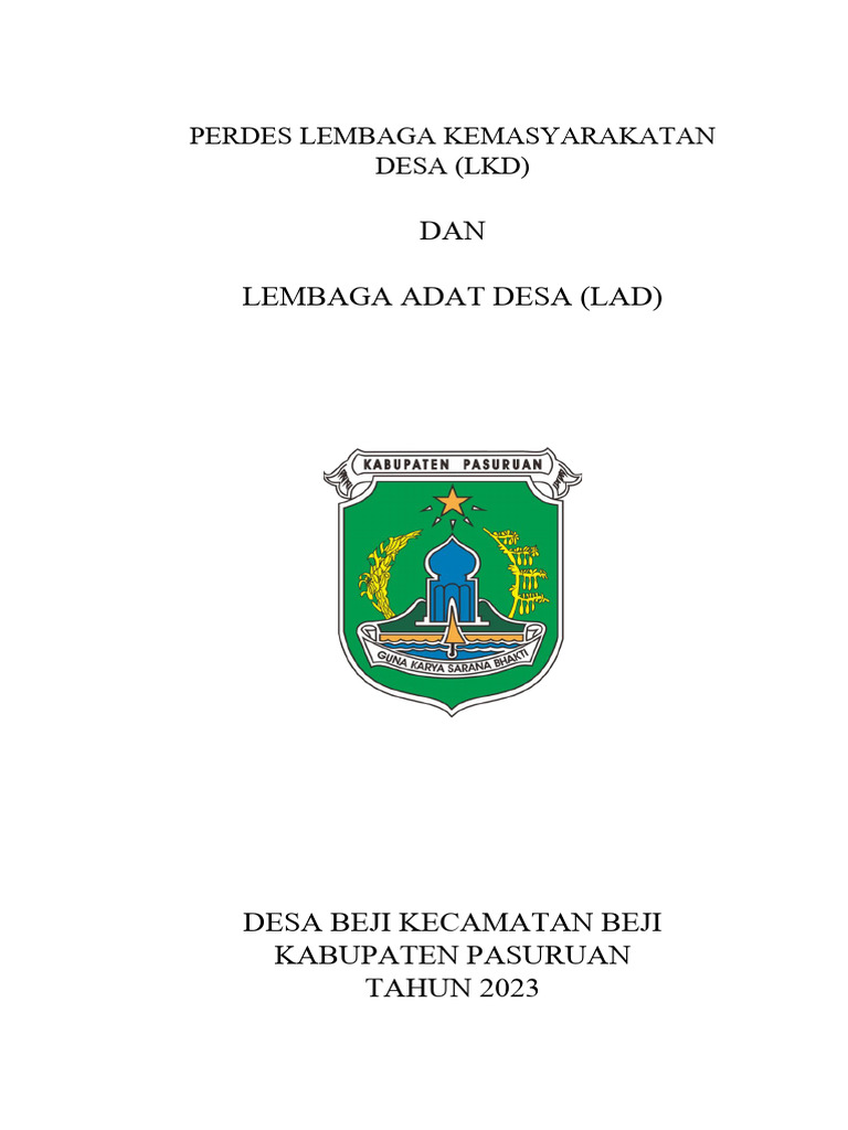 Cover Perdes Lembaga Kemasyarakatan Desa | PDF