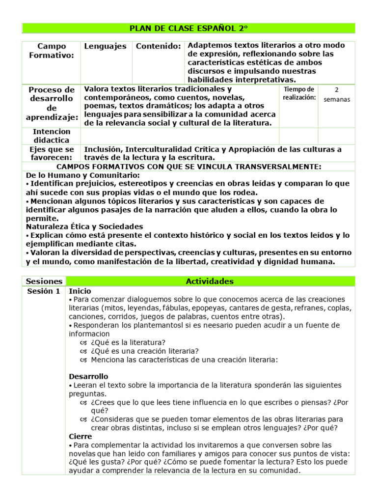 Creaciones Literarias Tradicionales Y Contemporáneas Pdf