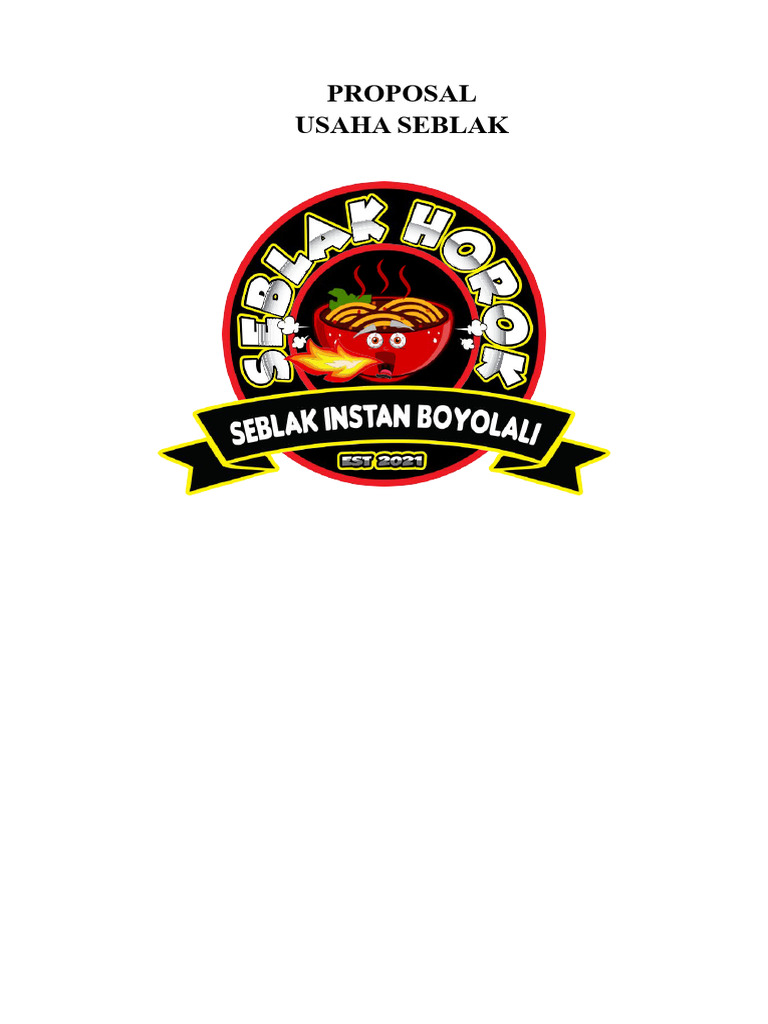 Proposal Usaha Seblak Horok | PDF