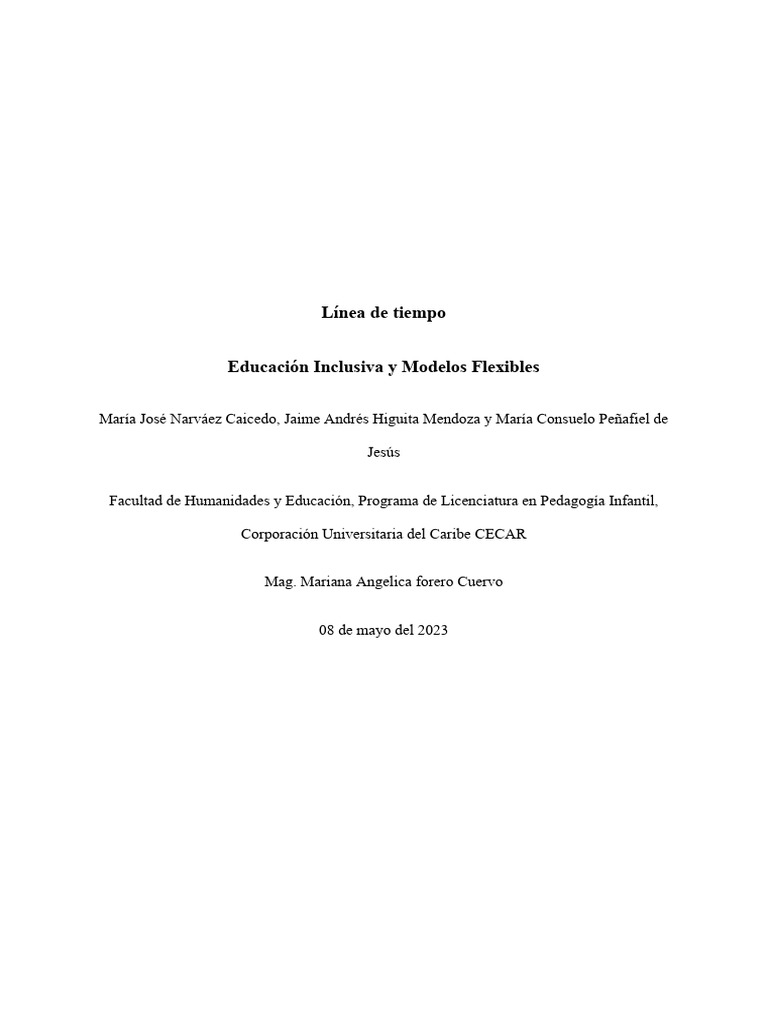 Línea de Tiempo de La Educación Inclusiva | PDF | Inclusión (Educación ...