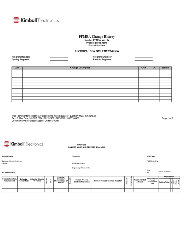 Pfmea Template PDF Business Process Systems Theory