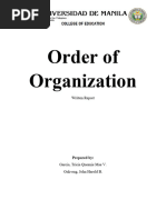 Order of Organization - Written Report