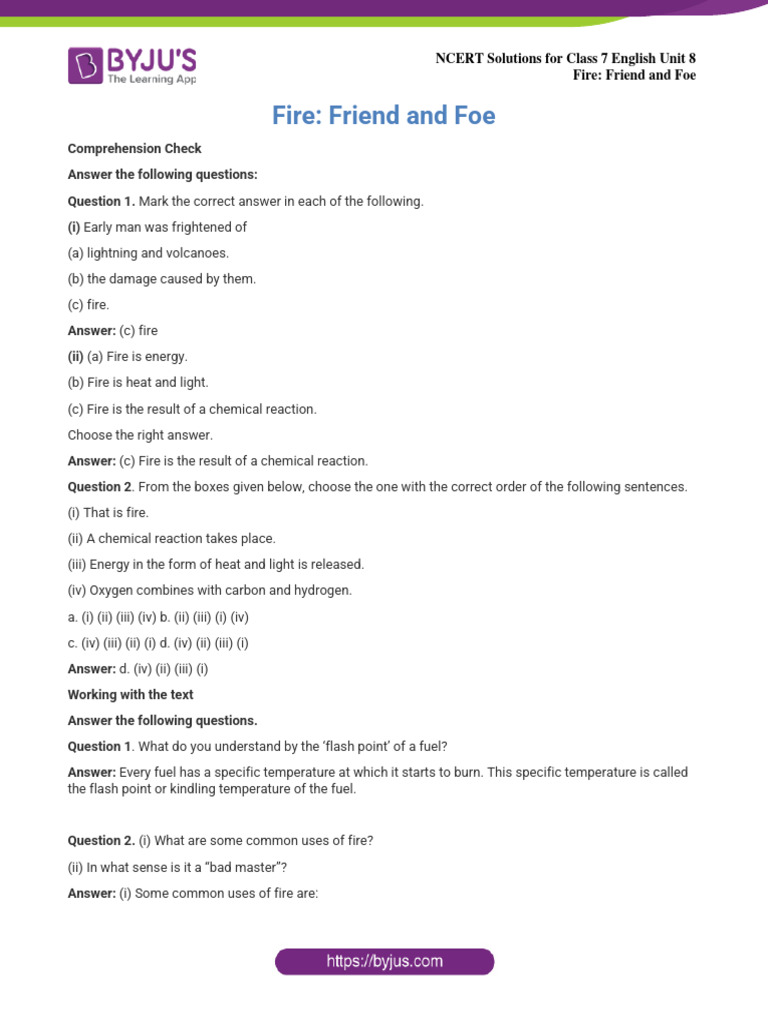 Fire: Friend and Foe - Class 7 Guide | PDF | Fires | Combustion