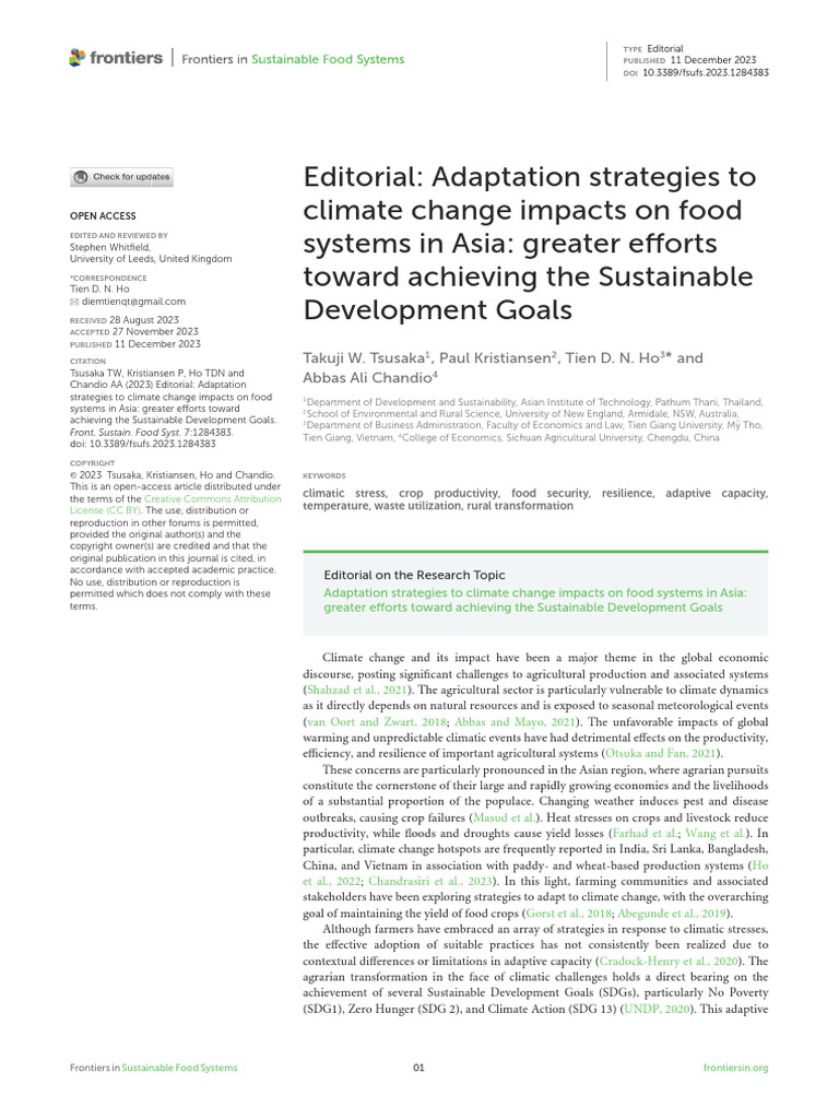 Adaptation Strategies To Climate Change Impacts On Food Systems in Asia ...
