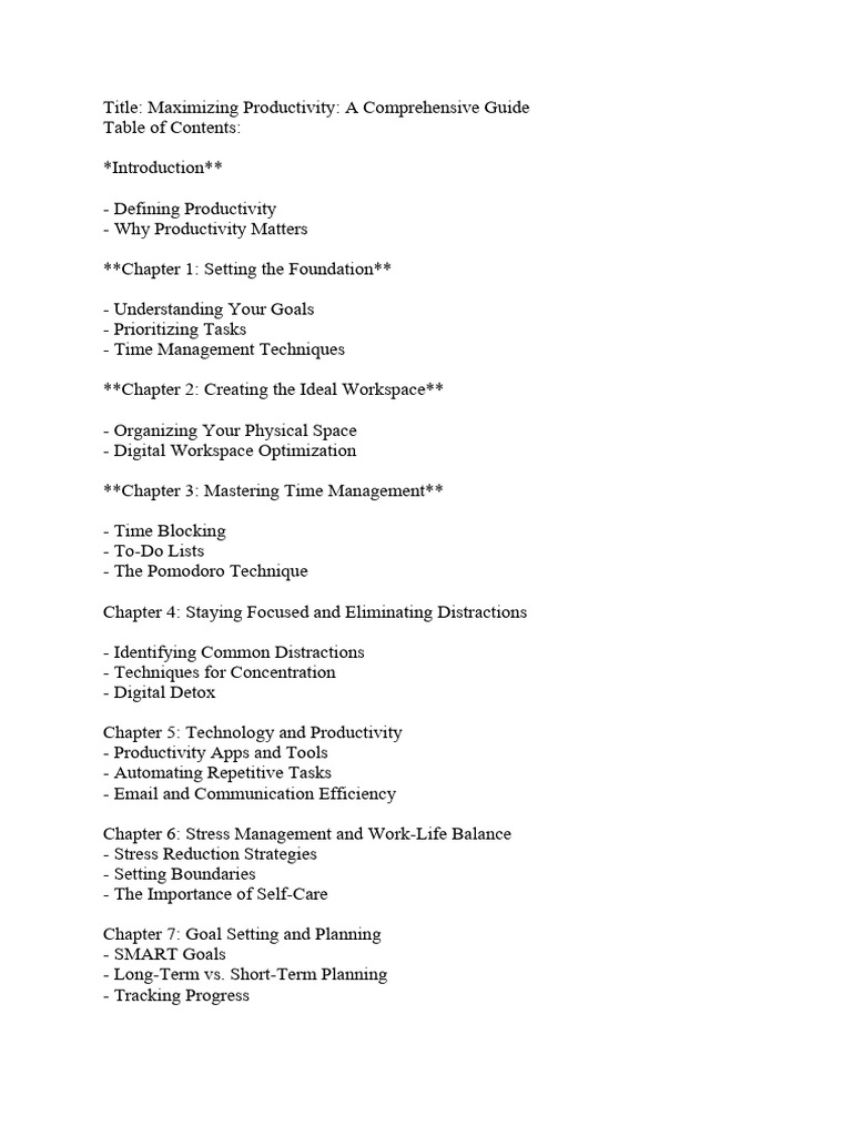Maximizing Productivity - A Comprehensive Guide | PDF | Goal | Time ...