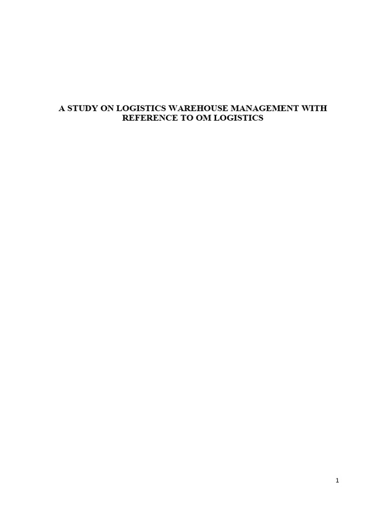Study on OM Logistics Warehouse Management | PDF | Warehouse | Logistics