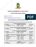Vacancies For Various Positions in The County Government of Taita Taveta Dated Thursday 25th January 2024