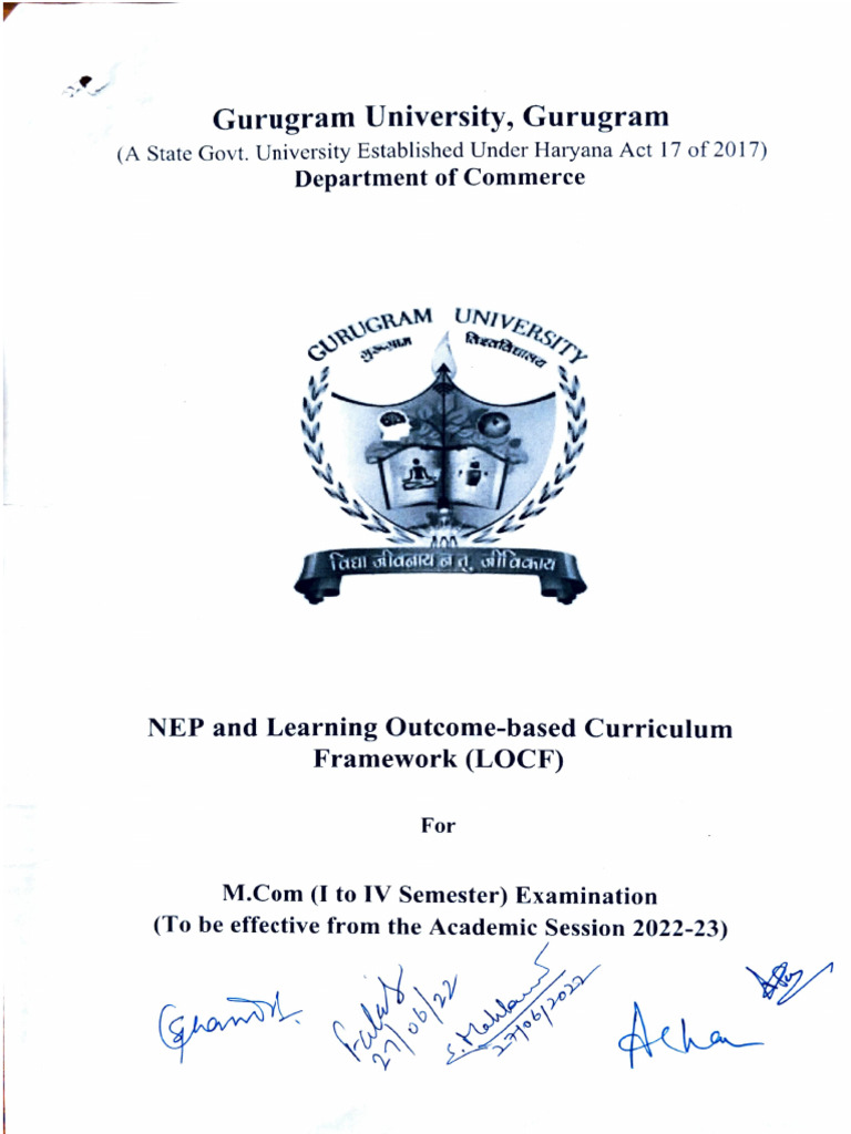M.Com Curriculum Framework Overview | PDF
