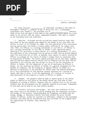 Secure Promissory Note