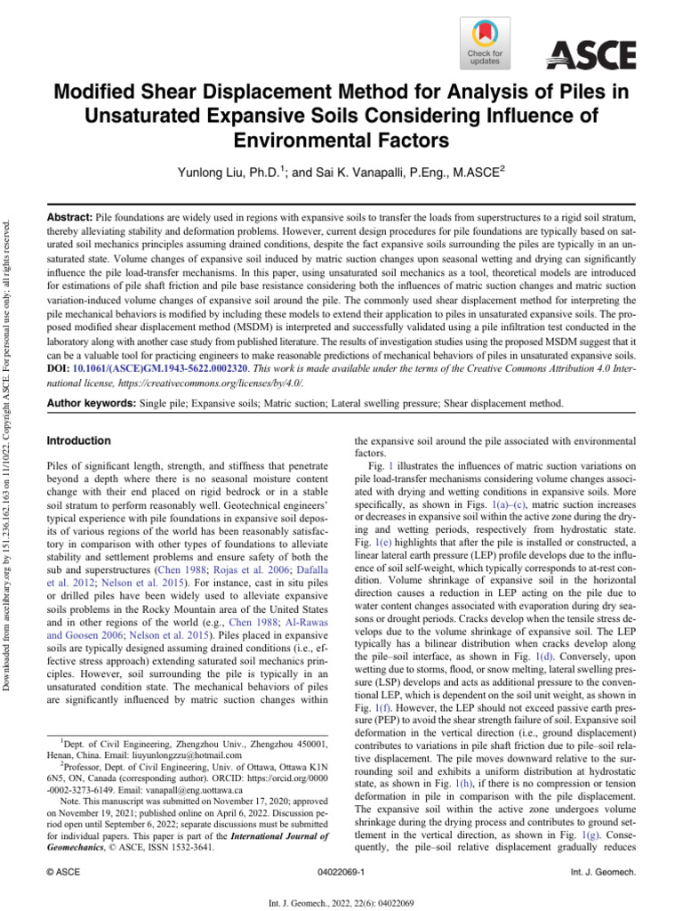 (Asce) GM 1943-5622 0002320 | PDF | Deep Foundation | Soil Mechanics