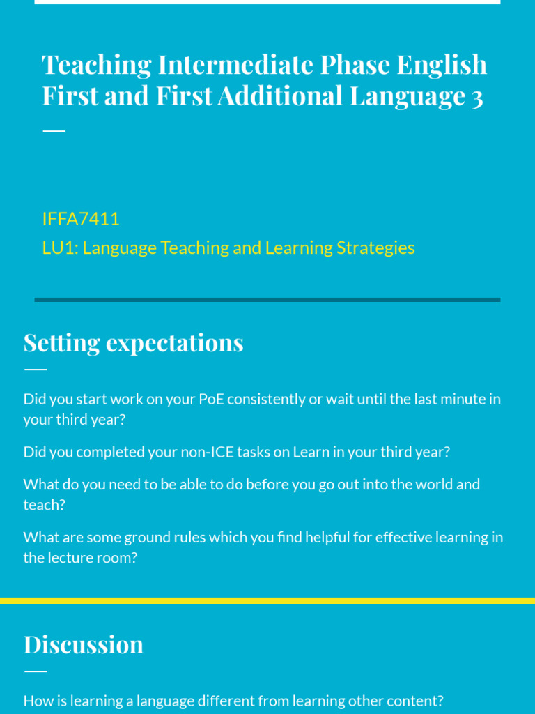 Intermediate Phase English Teaching Strategies | PDF | Learning ...