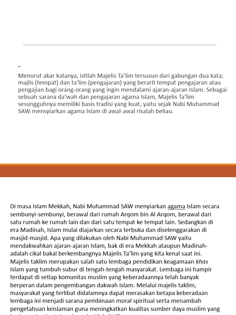 Pengertian, Peran Dan Fungsi Majelis Taklim Oleh | PDF