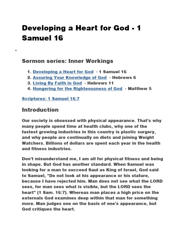 Developing A Heart For God PDF Samuel David