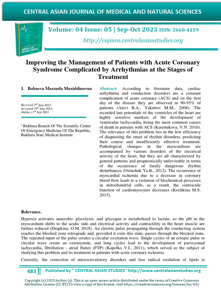 Improving The Management of Patients With Acute Coronary Syndrome ...