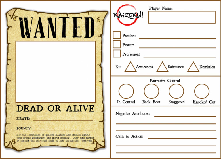 KAIZOKU Character Sheet | PDF