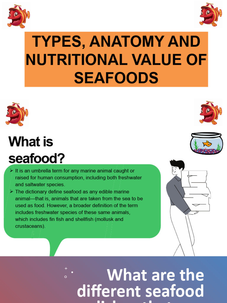 Lesson 3 Types Anatomy and Nutritional Value of Seafoods PDF Seafood Shellfish