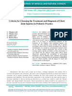 Criteria For Choosing The Treatment and Diagnosis of Chest Joint Injuries in Pediatric Practice