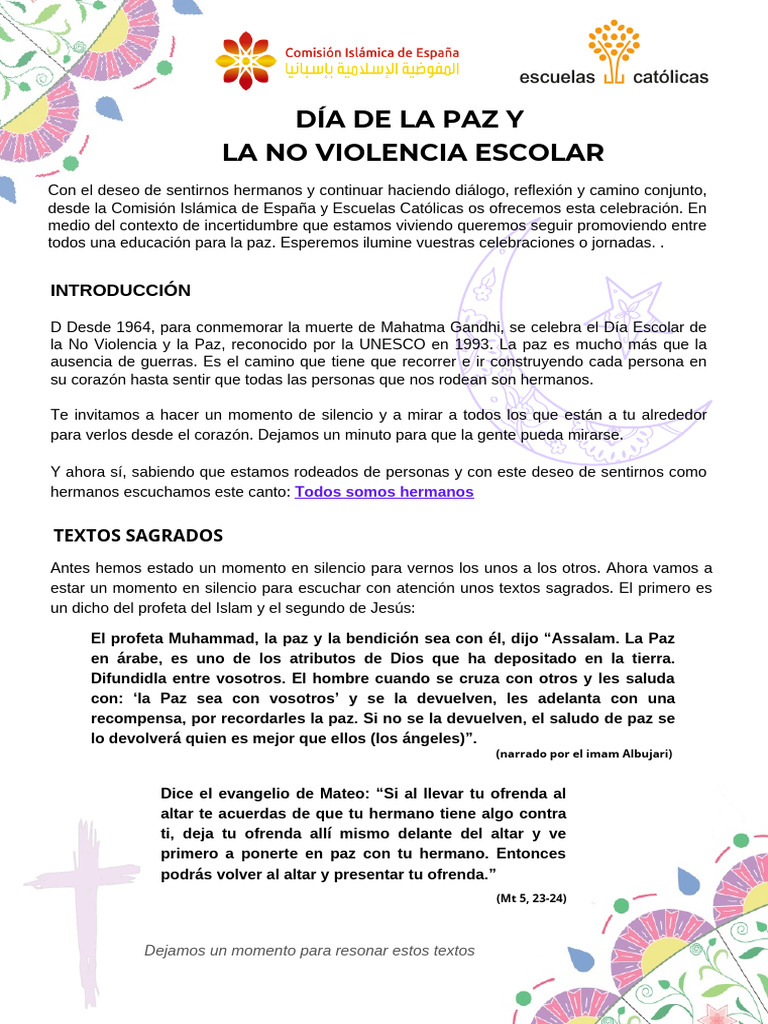 Dia de La Paz y La No Violencia Escolar | PDF