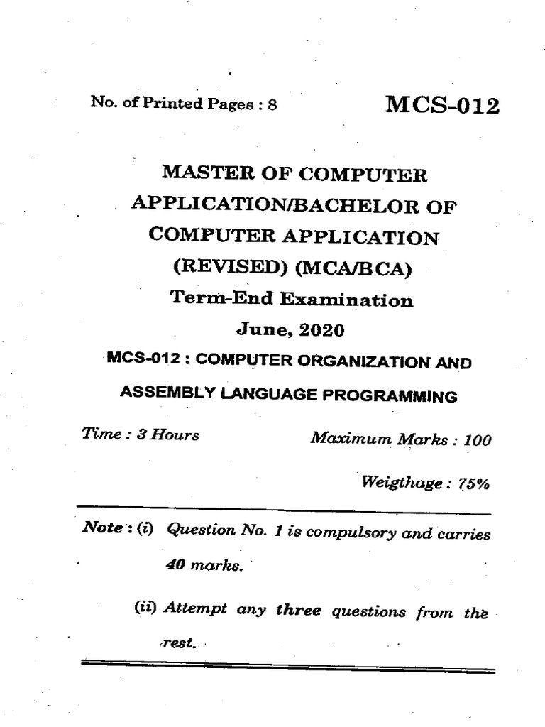 Computer Organization & Assembly Exam Guide | PDF | Digital Electronics ...