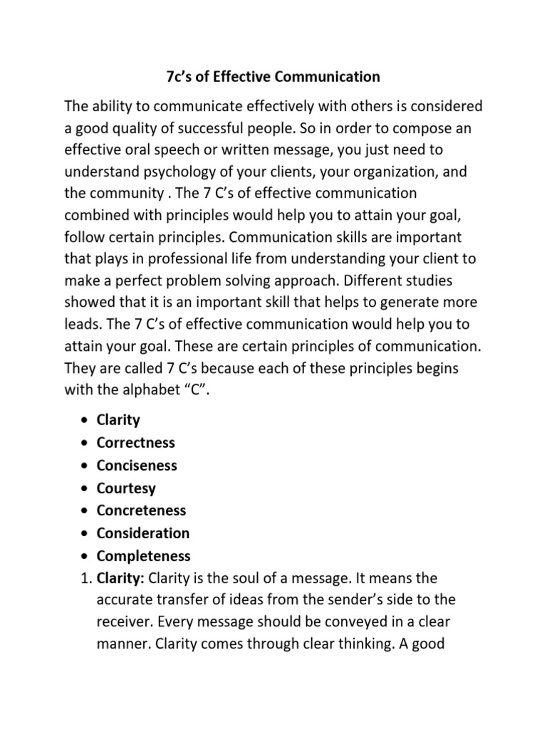 7c's of Effective Communication | PDF