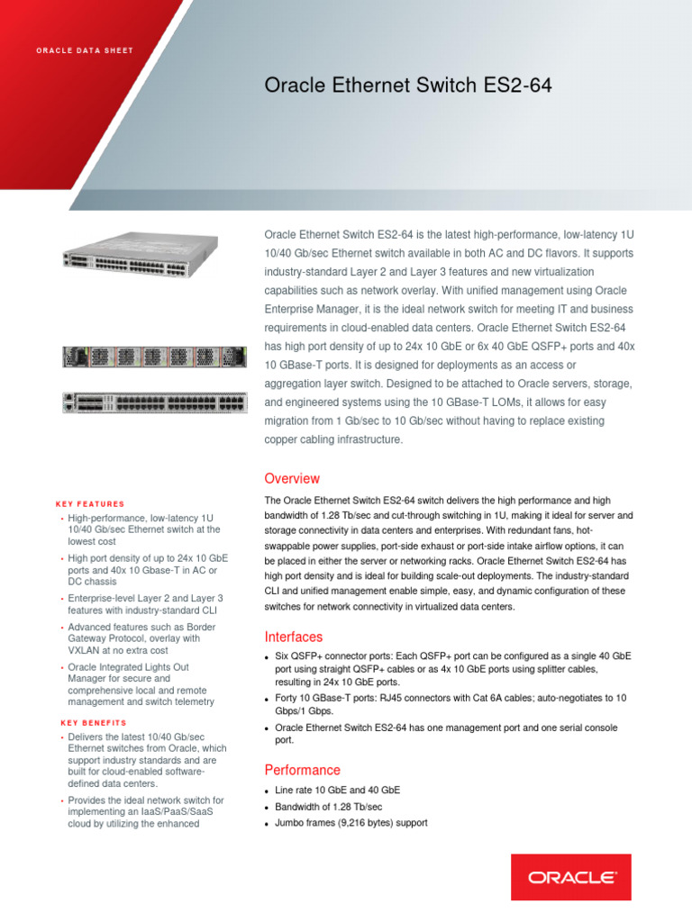 Oracle Switch for Data Centers | PDF | Computer Network | I Pv6