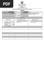 Calendar of Activities For Catch-Up Fridays - 4th Quarter