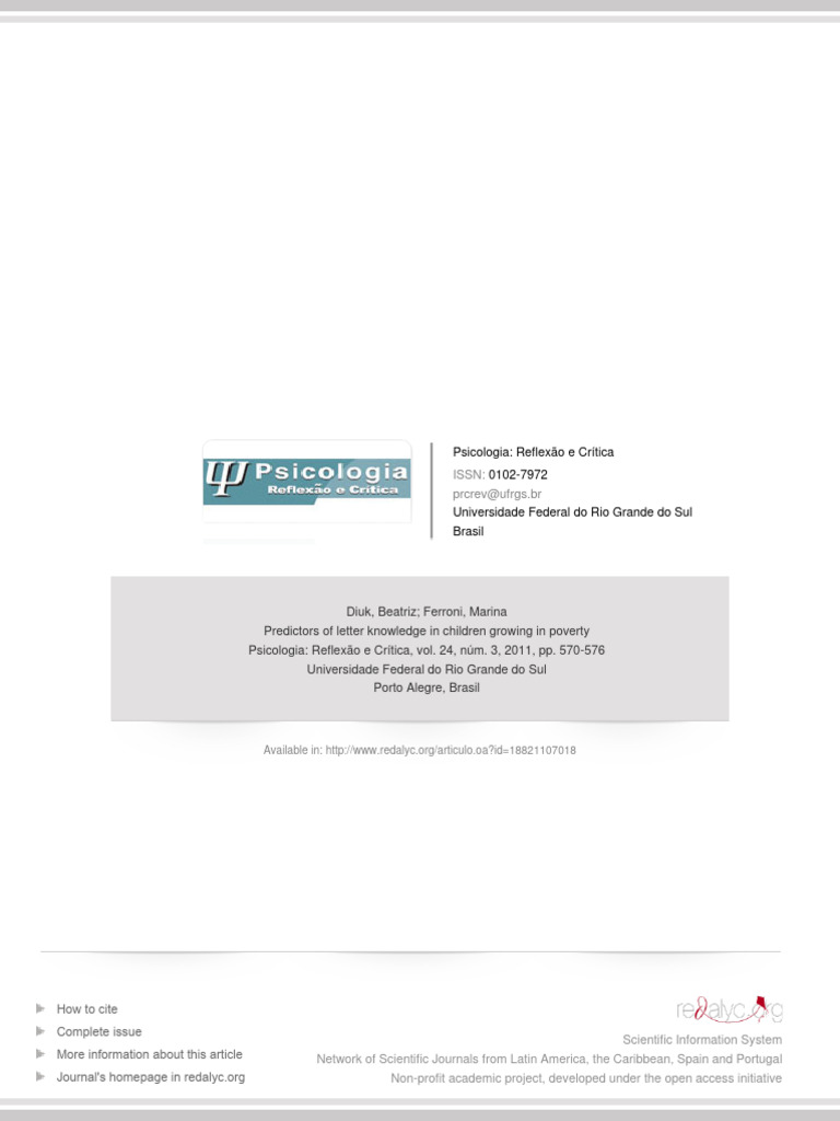 2011 Predictors of Letter Knowledge in Children Growing in Poverty ...