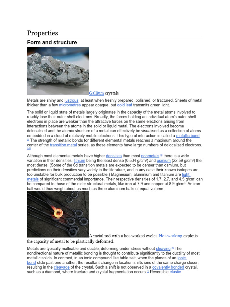 Properties of Metal | Download Free PDF | Metals | Plasticity (Physics)