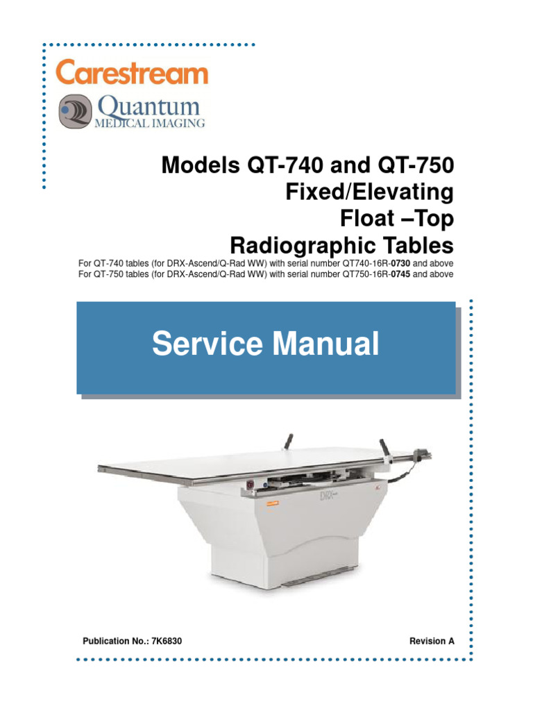 7K6830 Carestream Table Service Manual - A | PDF | Medical Device | Radio