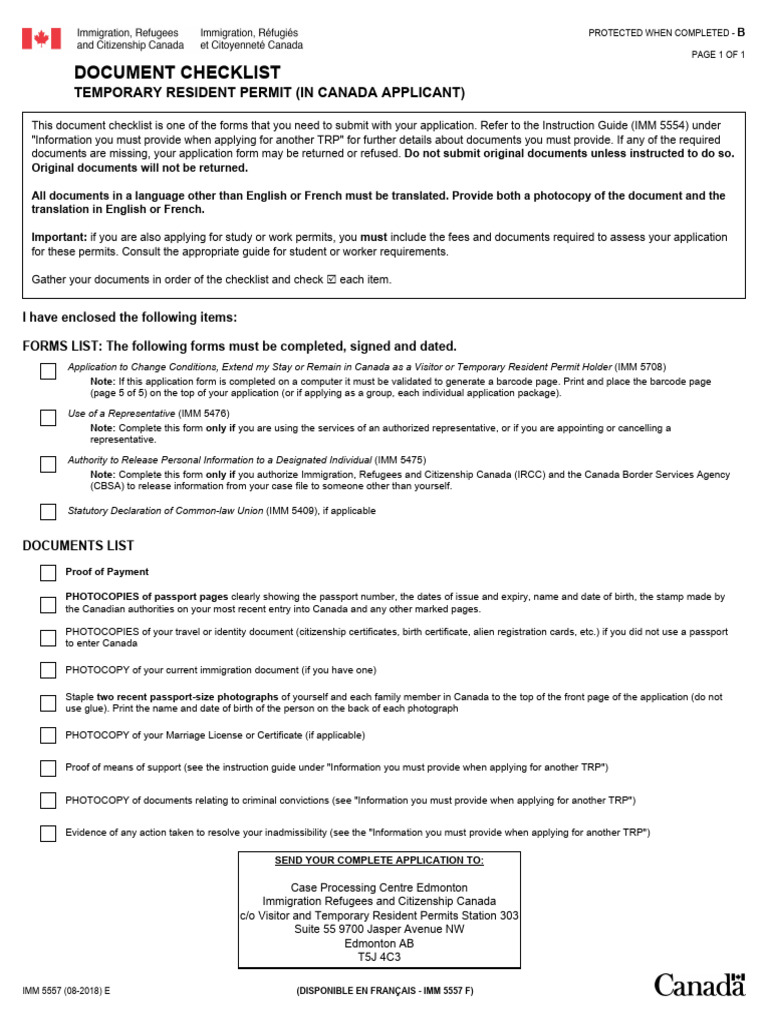 TRP Application Document Checklist | PDF