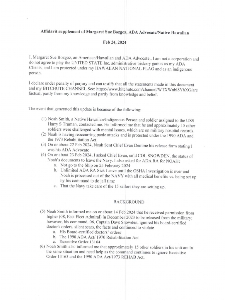 Complete packet with exhibits updated declaration affidavit against