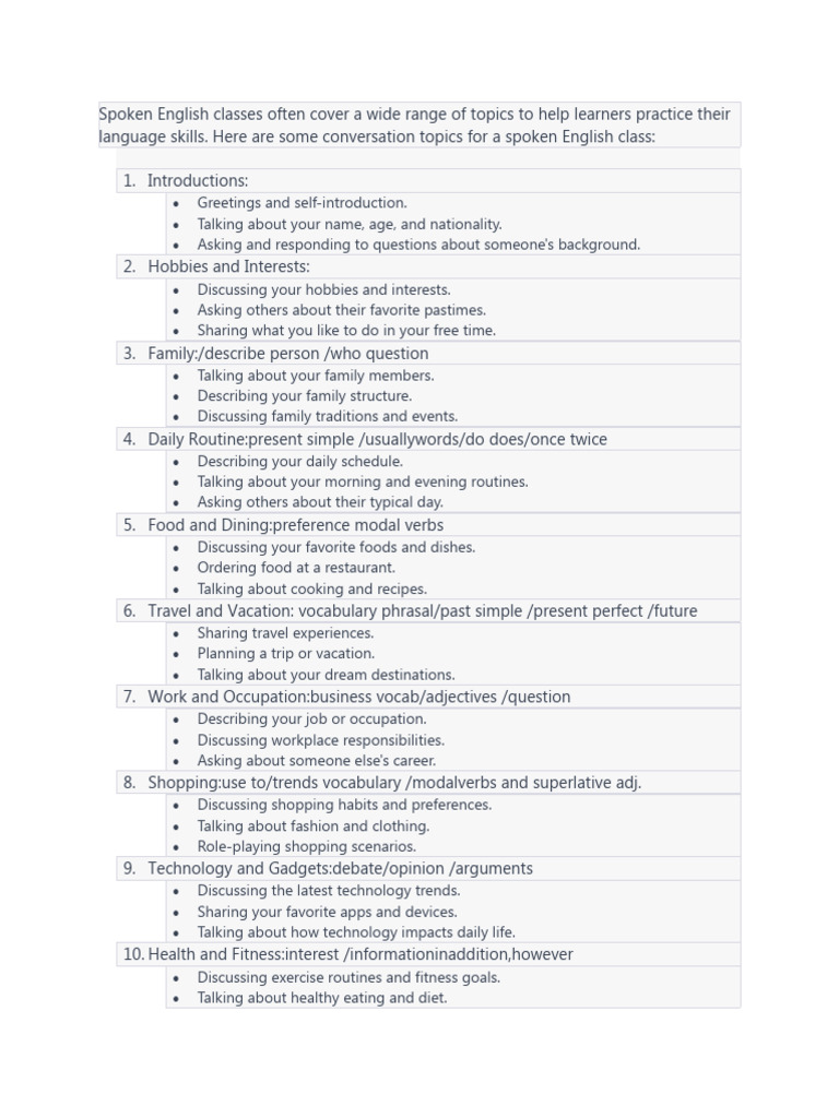 TOPICS FOR ENGLISH CONVERSATION CLASSES visual data 2