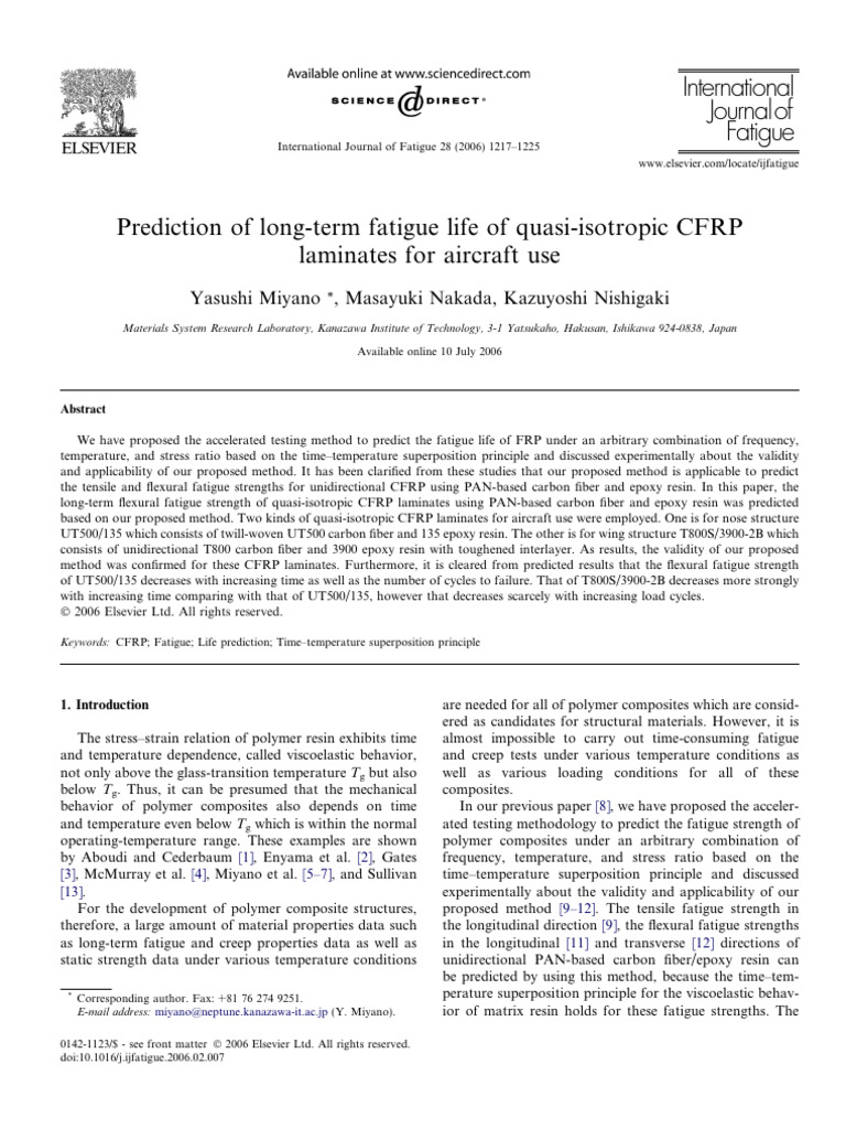 CFRP Laminates Fatigue Life Prediction | PDF | Strength Of Materials ...