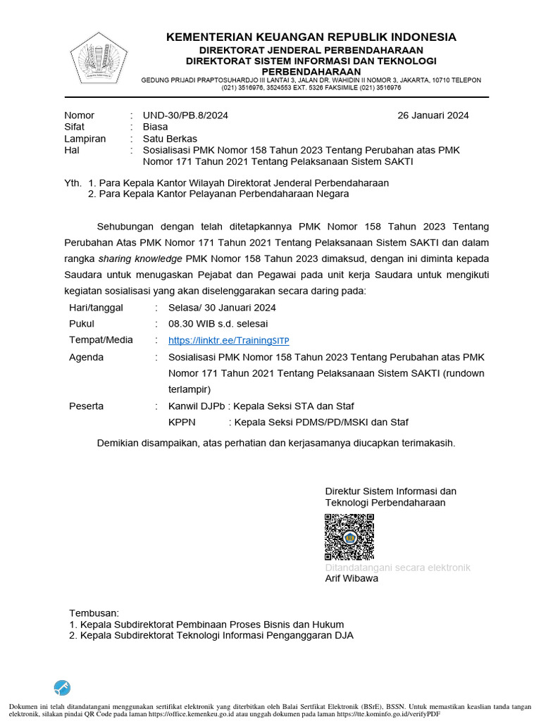 Sosialisasi PMK Nomor 158 Tahun 2023 Tentang Perubahan Atas PMK Nomor