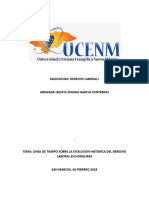 Linea de Tiempo Sobre La Evolucion Historica Del Derecho Laboral en Honduras