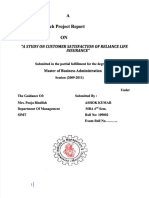 PDF A Study On Customer Satisfaction of Reliance Life Insurance