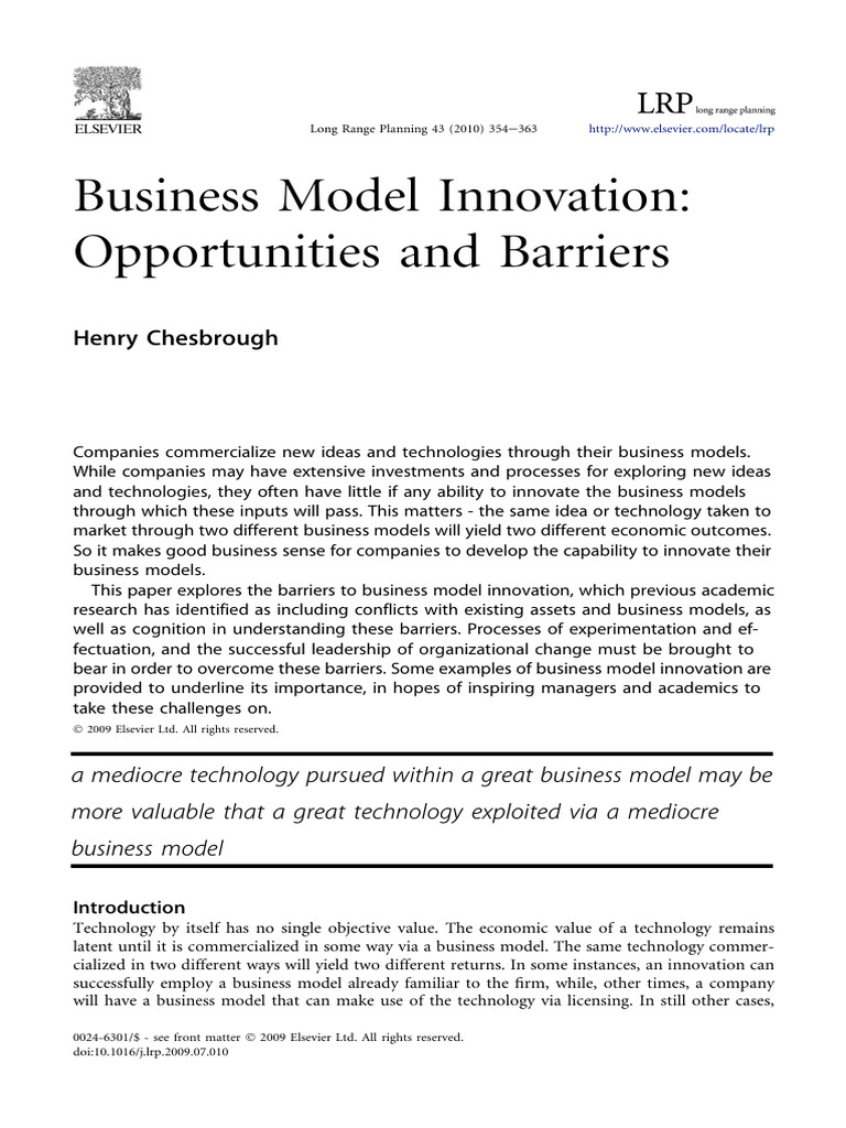 Business Model Innovation Opportunities | PDF